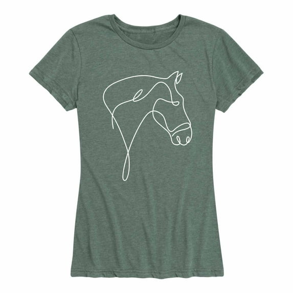 Instant Message - White Line Horse Doodle - Women's Short Sleeve Graphic T-Shirt