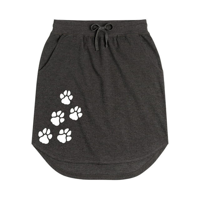 Instant Message - White Pawprints - Women's Weekend Skirt