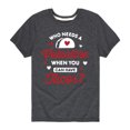 thumbnail image 1 of Instant Message - Who Needs A Valentine When There are Tacos - Youth Short Sleeve Tee, 1 of 5