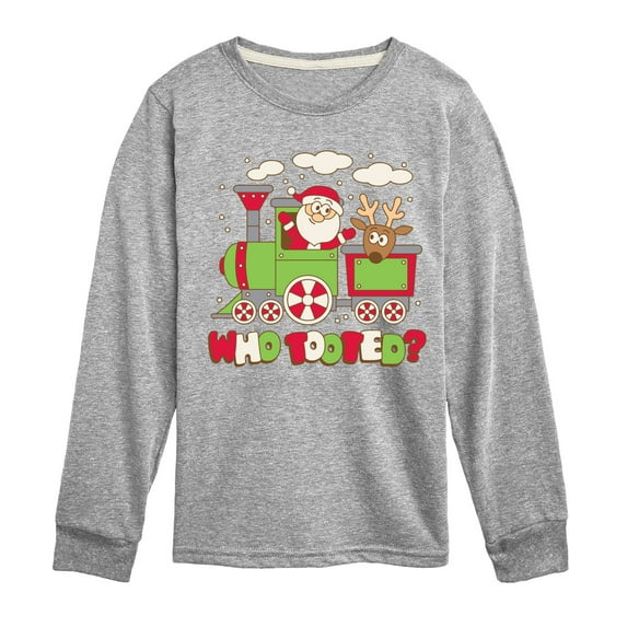 Instant Message - Who Tooted Christmas Train - Toddler & Youth Long Sleeve Graphic T-Shirt