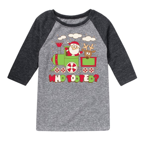 Instant Message - Who Tooted Christmas Train Christmas - Toddler & Youth Raglan Graphic T-Shirt