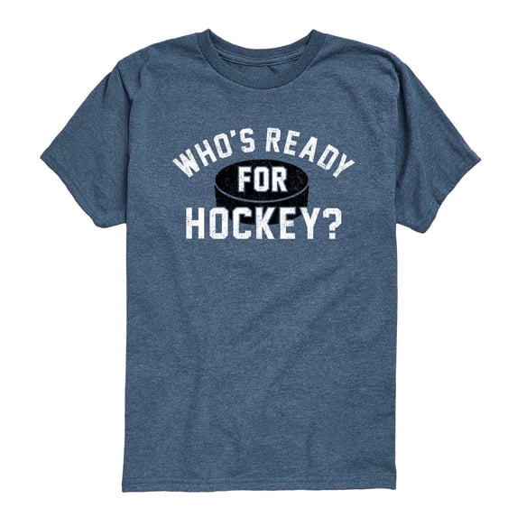 Instant Message - Who's Ready For Hockey - Youth Boys Short Sleeve Graphic T-Shirt