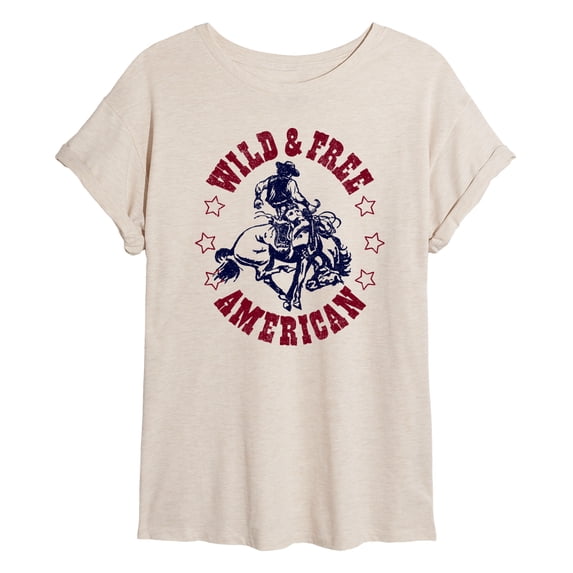 Instant Message - Wild And Free American Oversized Graphic T-Shirt