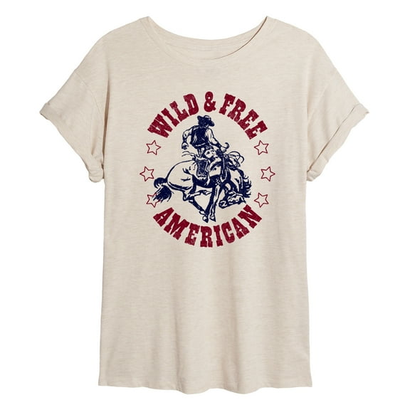 Instant Message - Wild And Free American - Women's Oversized Graphic T-Shirt
