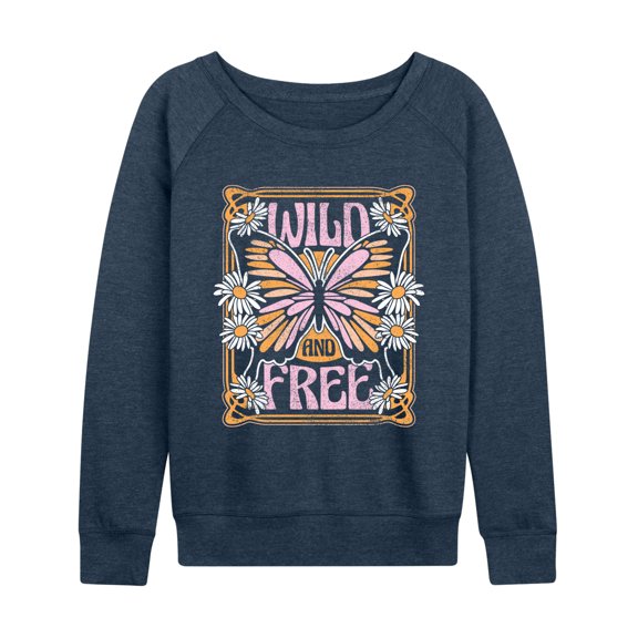 Instant Message - Wild And Free Butterfly - Women's Lightweight French Terry Long Sleeve Shirt