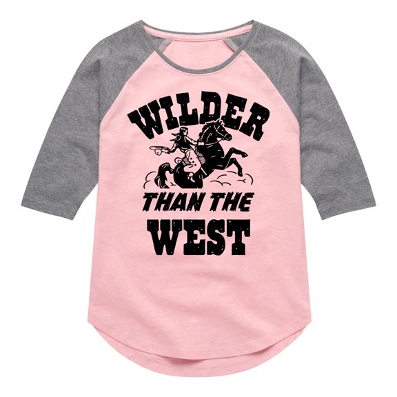 Instant Message - Wilder Than The West - Toddler & Youth Girls Raglan Graphic T-Shirt