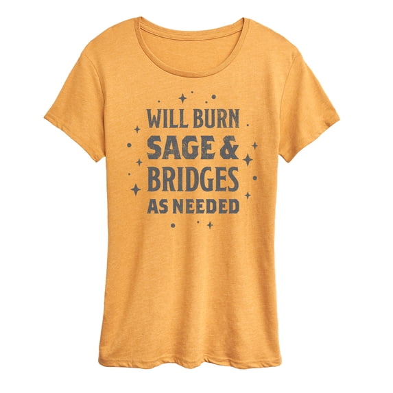 Instant Message - Will Burn Sage And Bridges - Women's Short Sleeve Graphic T-Shirt