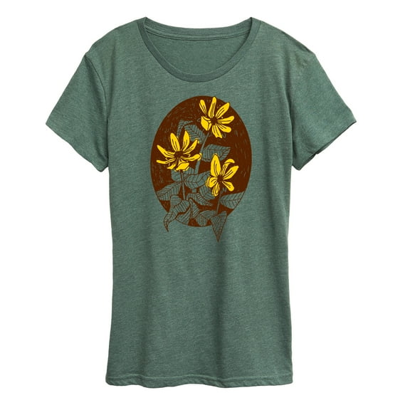 Instant Message - Window Pane Wildflowers - Women's Short Sleeve Graphic T-Shirt