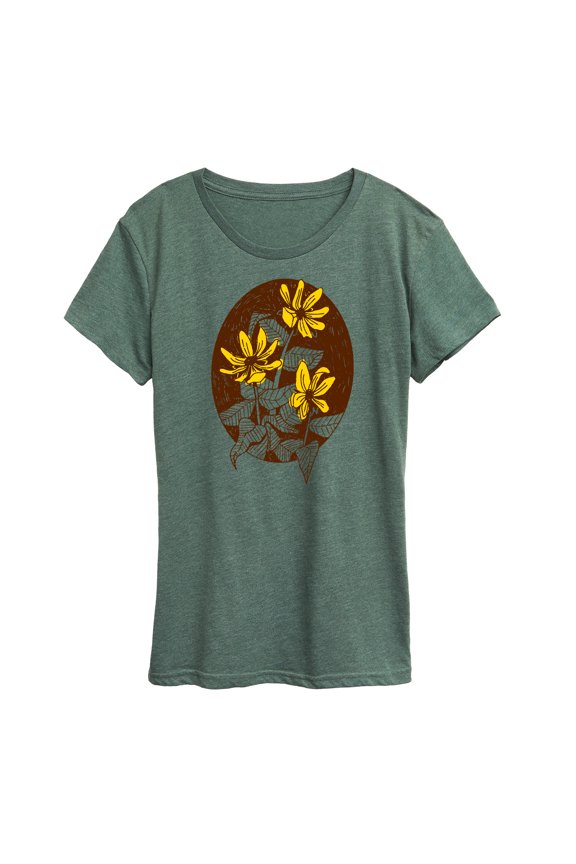 - Window Pane Wildflowers - Women's Short Sleeve Graphic T-Shirt