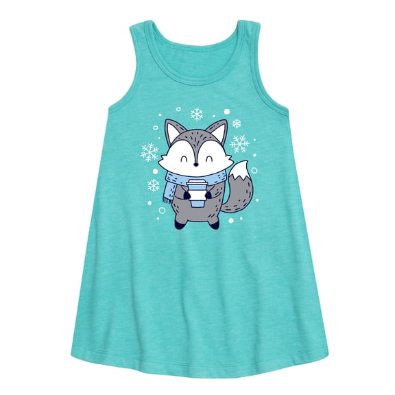 Instant Message - Winter Fox  - Toddler & Youth Girls A-line Dress