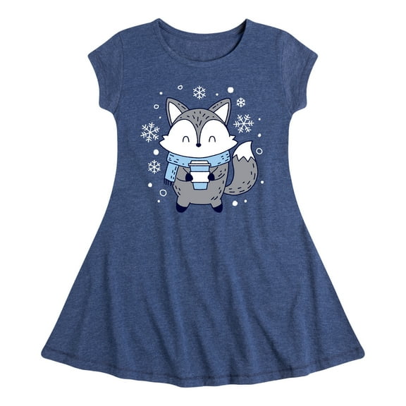 Instant Message - Winter Fox  - Toddler & Youth Girls Fit & Flare Dress