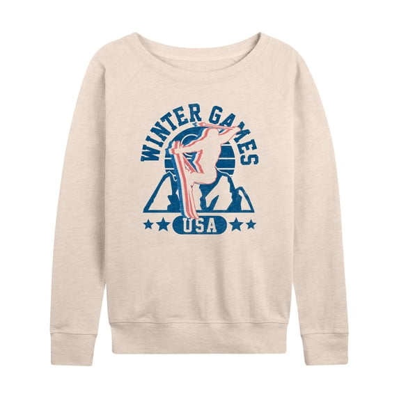 Instant Message - Winter Games Skiing - Women's French Terry Long Sleeve Pullover