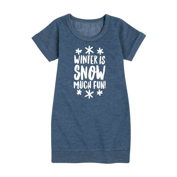 Instant Message - Winter Is Snow Much Fun Graphic Short Sleeve Fleece Dress