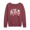 thumbnail image 1 of Instant Message - Winter Nutcracker Heads Lightweight French Terry Wide Neck Long Sleeve Graphic Shirt, 1 of 5