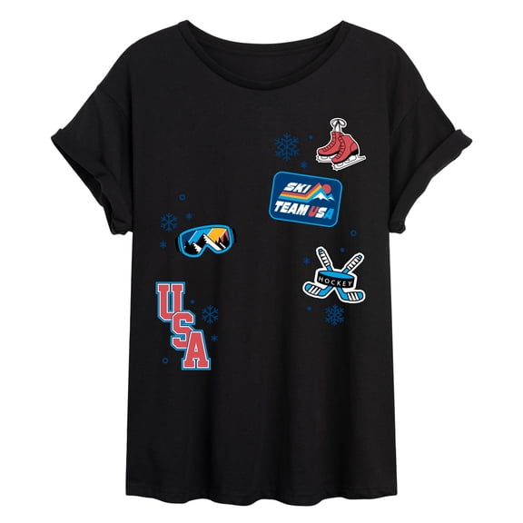 Instant Message - Winter Olympics Icons Oversized Graphic T-Shirt