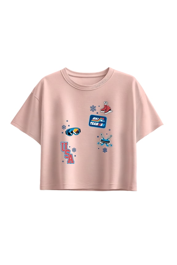 - Winter Olympics Short Sleeve Boxy Graphic T-Shirt