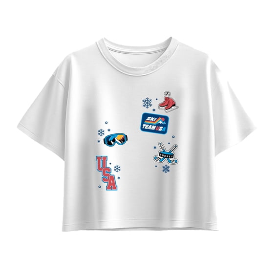 Instant Message - Winter Sports Icons - Youth Girls Boxy T-Shirt