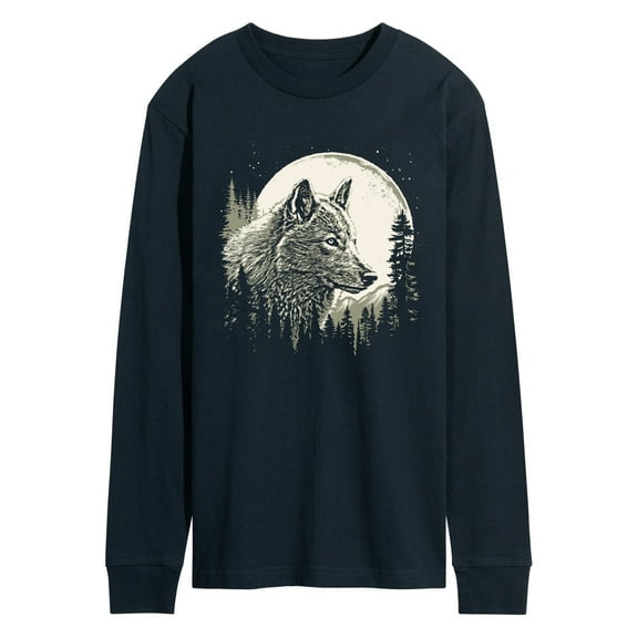 Instant Message - Wolf Moon - Men's Long Sleeve Graphic T-Shirt