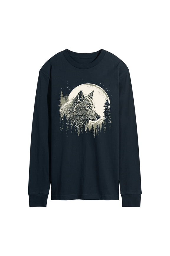 - Wolf Moon - Men's Long Sleeve Graphic T-Shirt