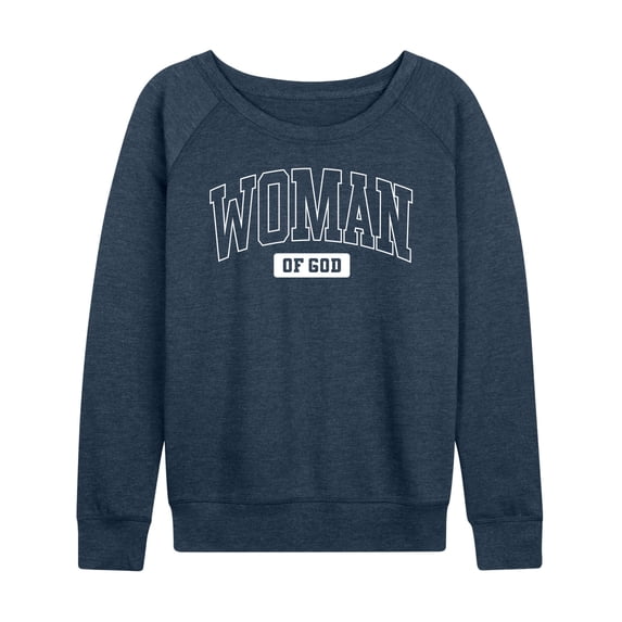 Instant Message - Woman Of God Collegiate - Women's Lightweight French Terry Long Sleeve Shirt