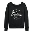 thumbnail image 1 of Instant Message: Women's Leopard Print Christmas Graphic French Terry Long Sleeve Shirts, 1 of 6