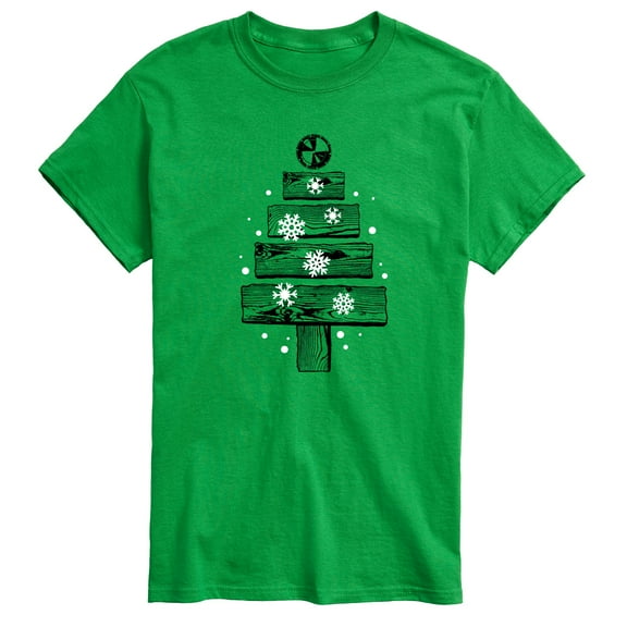 Instant Message - Wood Planks Christmas Tree - Men's Short Sleeve Graphic T-shirt