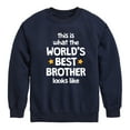thumbnail image 1 of Instant Message - Worlds Best Brother - Toddler & Youth Crewneck Fleece Sweatshirt, 1 of 6