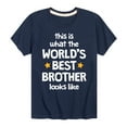 thumbnail image 1 of Instant Message - Worlds Best Brother - Toddler & Youth Short Sleeve Graphic T-Shirt, 1 of 6