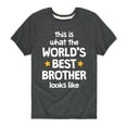 thumbnail image 1 of Instant Message - Worlds Best Brother - Toddler & Youth Short Sleeve Graphic T-Shirt, 1 of 6
