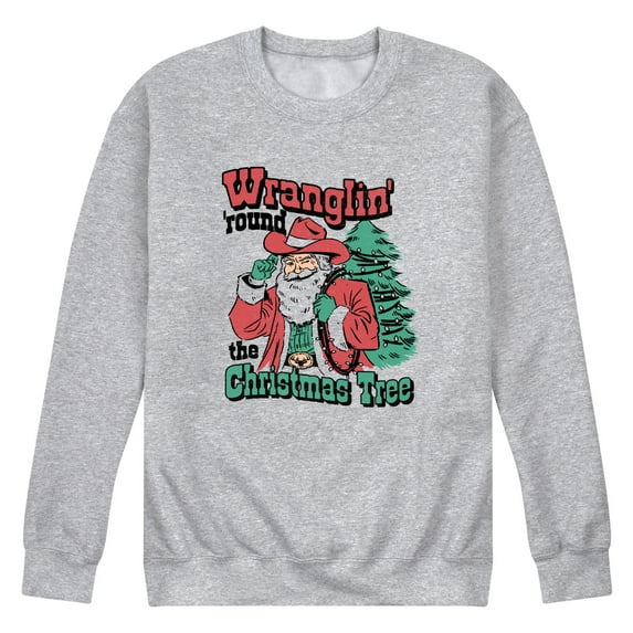 Instant Message - Wranglin Around The Tree - Men's Long Sleeve Crew Fleece Sweatshirt