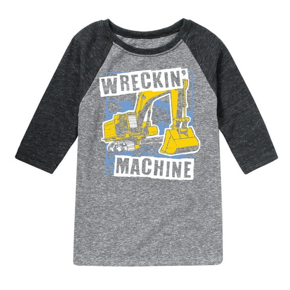 Instant Message - Wreckin Machine Excavator - Toddler & Youth Raglan Graphic T-Shirt