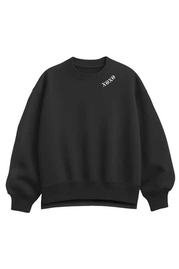 - XOXO Neck Oversized Fleece Crew Sweatshirt