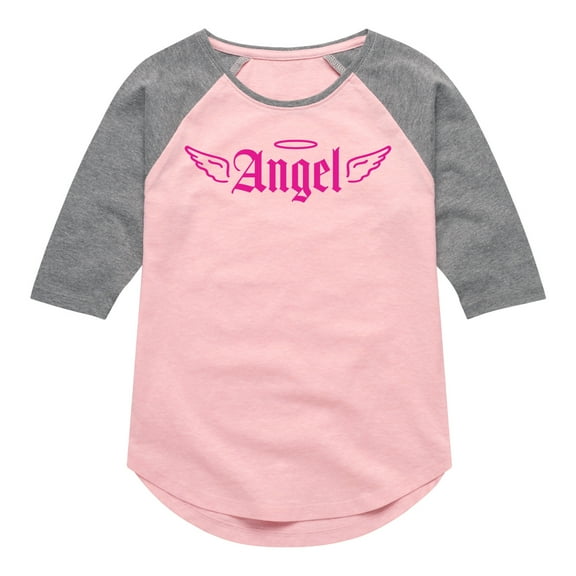 Instant Message - Y2K Angel With Wings - Toddler & Youth Girls Raglan Graphic T-Shirt
