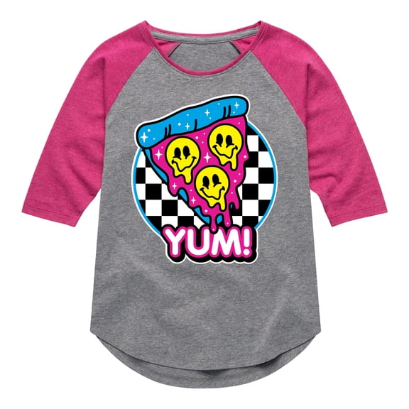 Instant Message - Y2K Pizza Slice - Toddler & Youth Girls Raglan Graphic T-Shirt