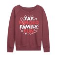 thumbnail image 1 of Instant Message - Yay Forced Family Fun Women's Lightweight French Terry Wide Neck Long Sleeve Graphic Shirt, 1 of 5