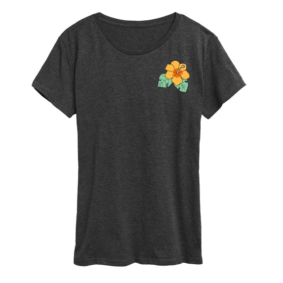 Instant Message - Yellow Hibiscus Short Sleeve Graphic T-Shirt
