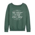 thumbnail image 1 of Instant Message - Yes To Her Love Story Women's Lightweight French Terry Wide Neck Long Sleeve Graphic Shirt, 1 of 5