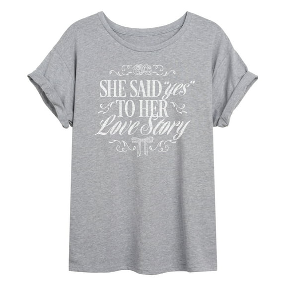 Instant Message - Yes To Her Love Story - Women's Oversized Graphic T-Shirt