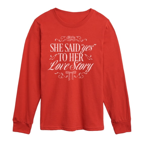 Instant Message - Yes To Her Love Story - Youth Long Sleeve Graphic T-Shirt