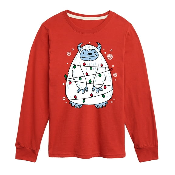 Instant Message - Yeti Lights Christmas - Toddler & Youth Long Sleeve Graphic T-Shirt