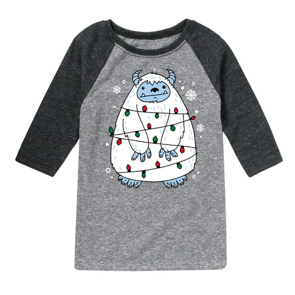 Instant Message - Yeti Lights Christmas - Toddler & Youth Raglan Graphic T-Shirt