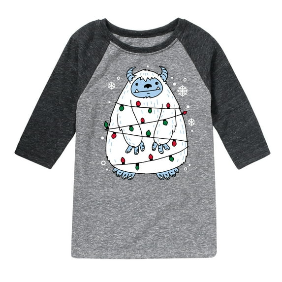 Instant Message - Yeti Lights Christmas - Toddler & Youth Raglan Graphic T-Shirt