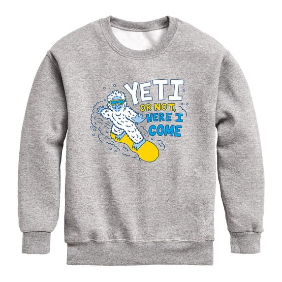 Instant Message - Yeti or Not, Here I Come - Youth Boys Crew Fleece Sweatshirt