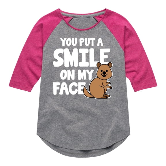 Instant Message - You Put A Smile On My Face - Toddler & Youth Girls Raglan Graphic T-Shirt