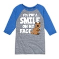 thumbnail image 1 of Instant Message - You Put A Smile On My Face - Toddler & Youth Raglan Graphic T-Shirt, 1 of 5