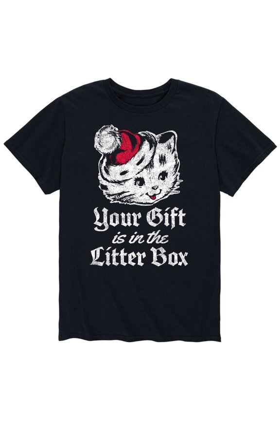 - Your Gift Is In The Litter Box - Christmas Drinking Santa - Men's Short Sleeve Graphic T-Shirt