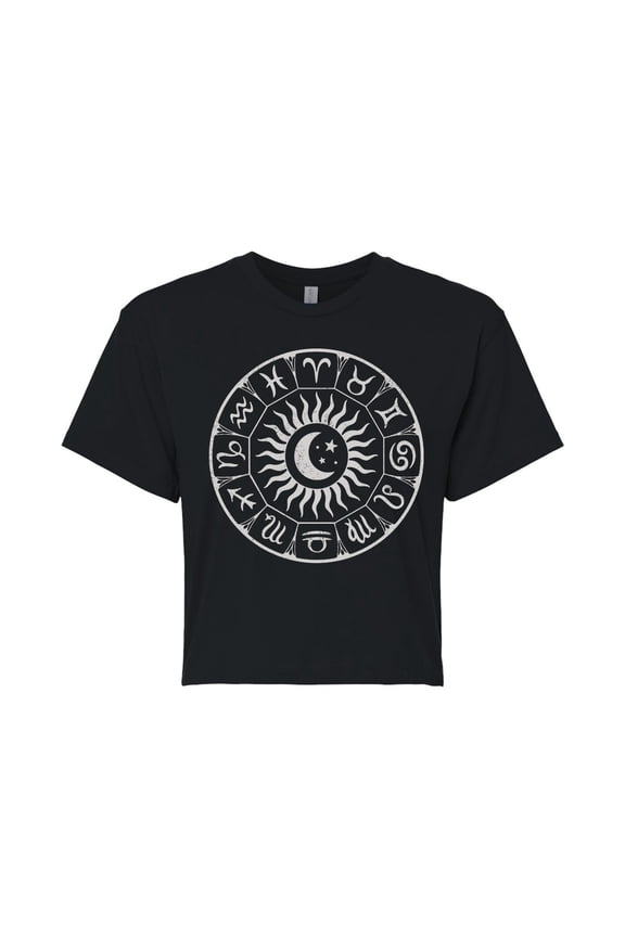 - Zodiac Circle Cropped Graphic T-Shirt