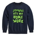 thumbnail image 1 of Instant Message - Zombies Ate My Homework - Toddler & Youth Crewneck Fleece Sweatshirt, 1 of 6