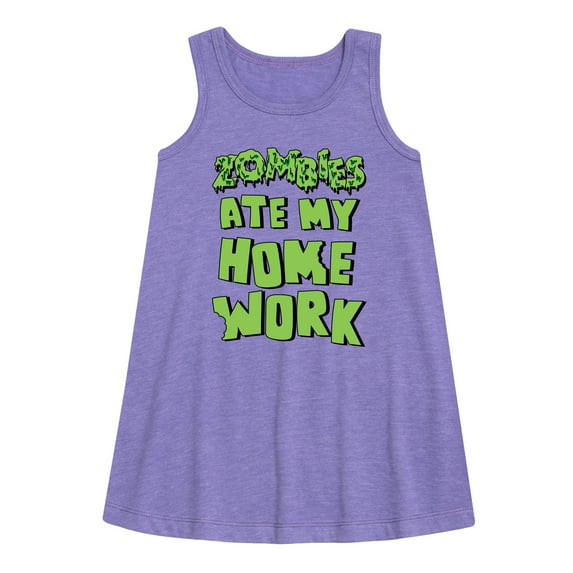 Instant Message - Zombies Ate My Homework - Toddler & Youth Girls A-line Dress