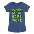 thumbnail image 1 of Instant Message - Zombies Ate My Homework  - Toddler & Youth Girls Short Sleeve Graphic T-Shirt, 1 of 6